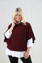 Load image into Gallery viewer, Cowl Poncho Top - BORDEAUX