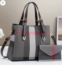 Load image into Gallery viewer, STYLISH CHECK TOTE BAG CLASSIC GREY