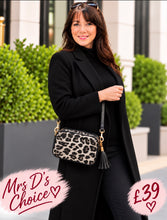 Load image into Gallery viewer, DESIGNER INSPIRED GREY/BLACK LEOPARD PRINT CROSS BODY BAG
