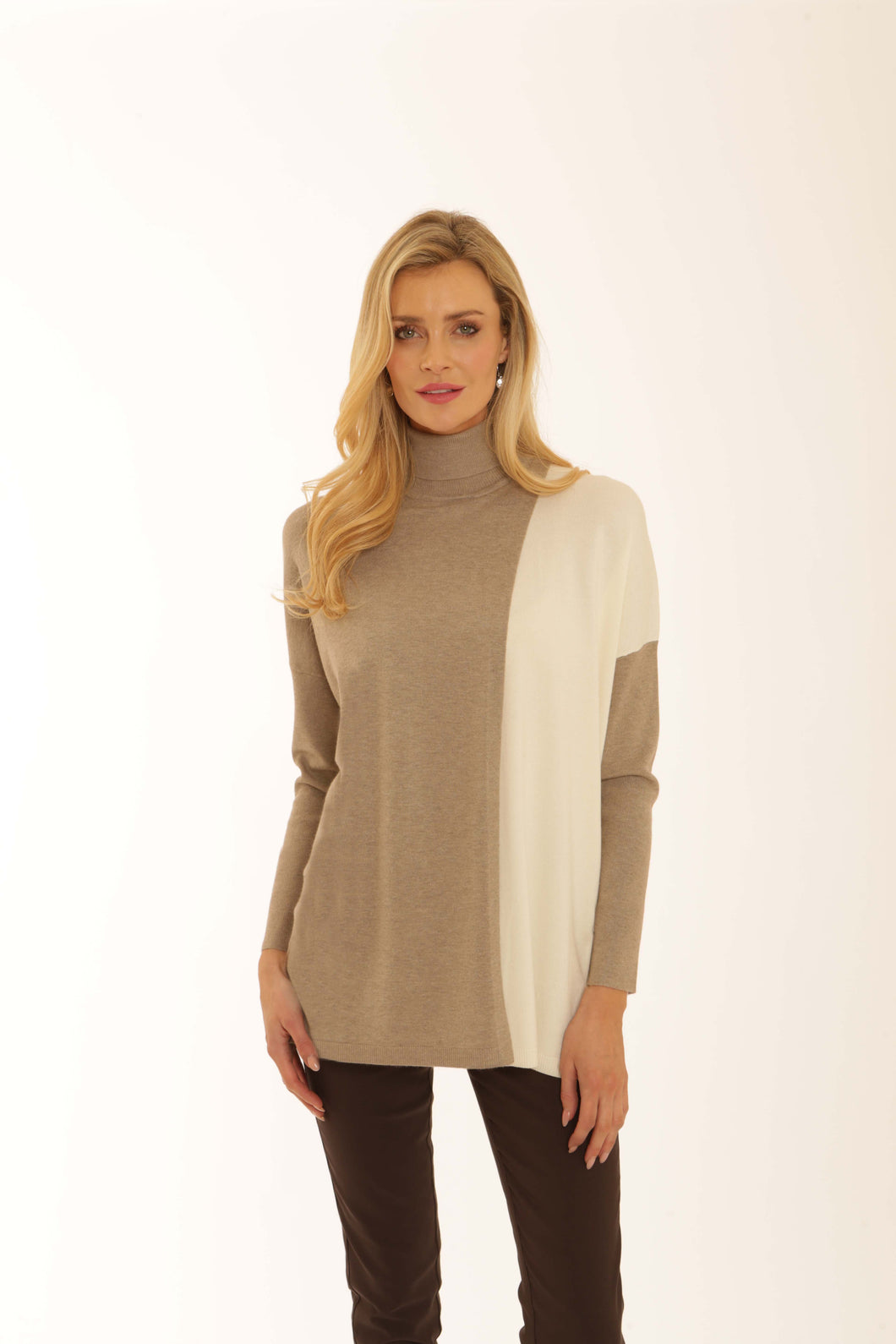 POMODORO TWO TONE PONCHO MINK - 12563