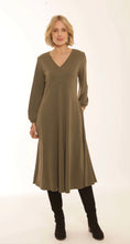 Load image into Gallery viewer, POMODORO 42352 CUPRO MIDI DRESS - KHAKI
