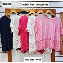 Load image into Gallery viewer, CROCHET TRIM EMBROIDERED TOP
