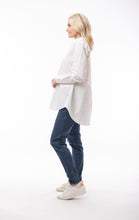 Load image into Gallery viewer, ORIENTIQUE 4237 POPLIN RUCHED BACK WHITE SHIRT
