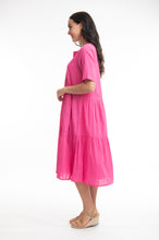 Load image into Gallery viewer, ORIENTIQUE 51884 ESSENTIALS COLLARED MIDI DRESS - ROSE

