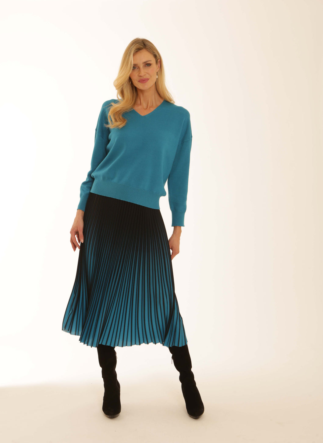 POMODORO OMBRE PLEATED SKIRT - PEACOCK 52551