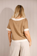 Load image into Gallery viewer, Linen Mix Contrast Trim Box Top - Camel
