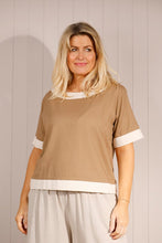 Load image into Gallery viewer, Linen Mix Contrast Trim Box Top - Camel
