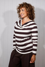 Load image into Gallery viewer, STRIPED COWL NECK TOP - CHOCOLATE
