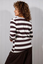 Load image into Gallery viewer, STRIPED COWL NECK TOP - CHOCOLATE
