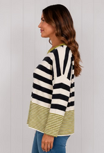 Load image into Gallery viewer, MIXED STRIPE KNITTED JUMPER - OLIVE
