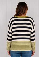 Load image into Gallery viewer, MIXED STRIPE KNITTED JUMPER - OLIVE

