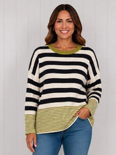 Load image into Gallery viewer, MIXED STRIPE KNITTED JUMPER - OLIVE
