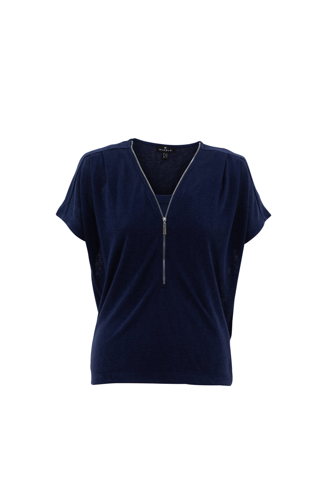 MARBLE 7378 V NECK TOP COL 103 NAVY