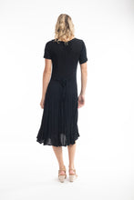 Load image into Gallery viewer, ORIENTIQUE 081261 GODET SHORT SLEEVE DRESS - BLACK
