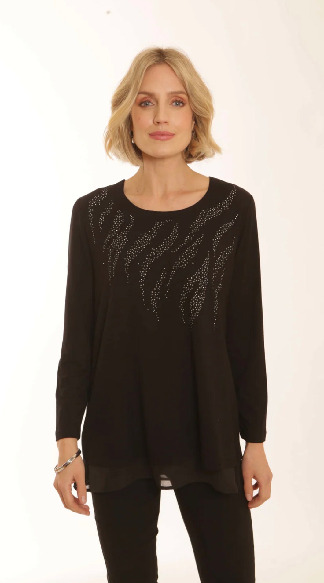 POMODORO 52357 BLACK ZEBRA PRINT TOP