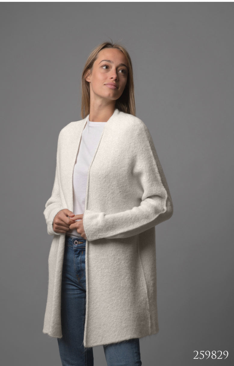 SIMPLE WOOL BLEND CARDIGAN IN CREAM STYLE 259829