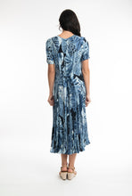 Load image into Gallery viewer, ORIENTIQUE 21060 AGIOS GODET SLEEVE PRINT DRESS
