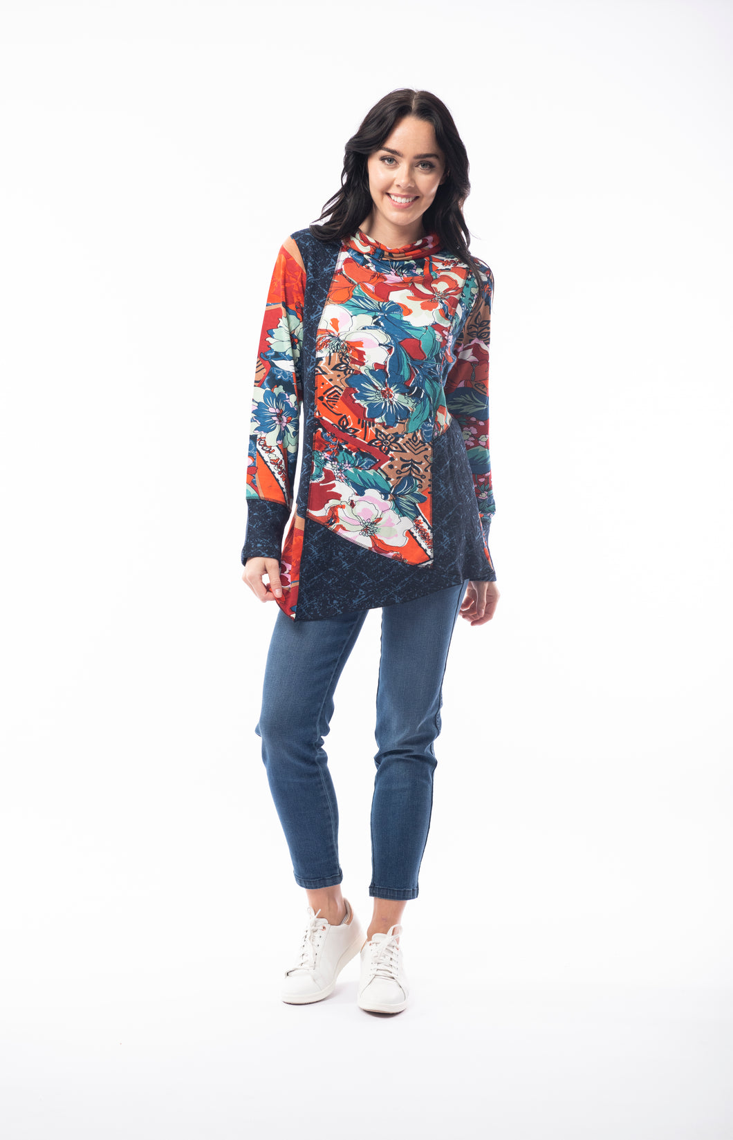 ORIENTIQUE 2248 APOLLO ASYMMETRIC PRINT TUNIC