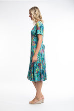 Load image into Gallery viewer, ORIENTIQUE 81215 BALAT GODET SLEEVE DRESS - TEAL
