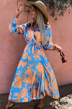 Load image into Gallery viewer, FEDERICA SATIN FLORAL MAXI DRESS - BLUE
