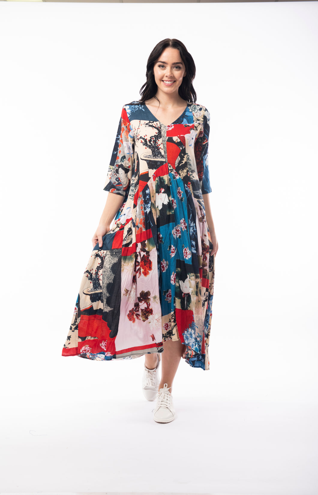 ORIENTIQUE 61024 KLEIO PEAK PRINT DRESS