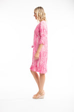 Load image into Gallery viewer, ORIENTIQUE 41109 LEROS 3/4 SLEEVE FRILL DRESS - FUCHSIA
