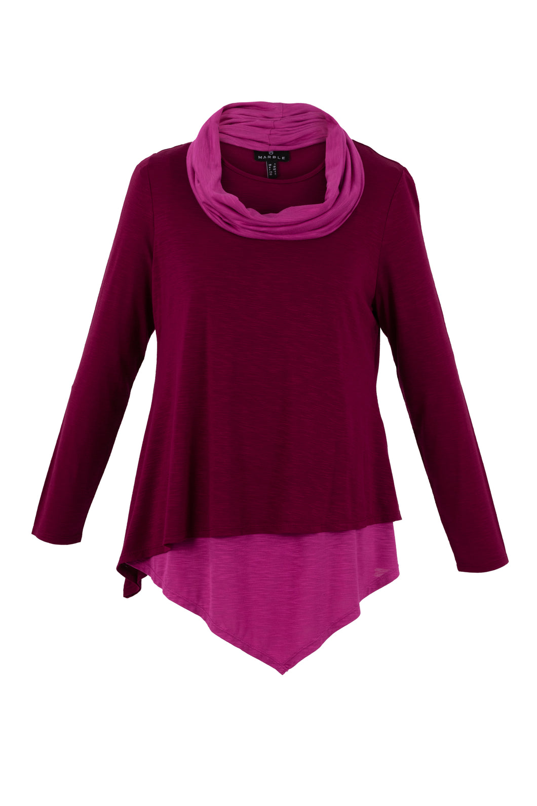 MARBLE FASHIONS 7092 TUNIC WITH VEST TOP AND SCARF COLOUR 206 - DARK PINK