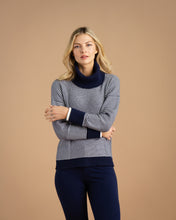 Load image into Gallery viewer, MARBLE FASHIONS 7202 SWEATER WITH SCARVES COLOUR 103 - NAVY
