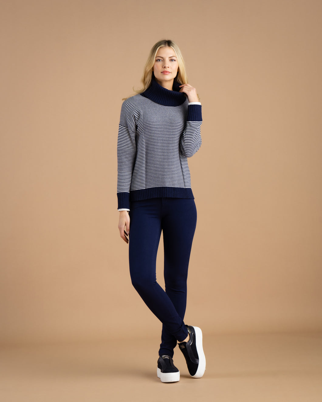 MARBLE FASHIONS 7202 SWEATER WITH SCARVES COLOUR 103 - NAVY