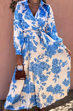 Load image into Gallery viewer, MYLENE SATIN FLORAL MAXI DRESS - BLUE
