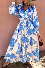 Load image into Gallery viewer, MYLENE SATIN FLORAL MAXI DRESS - BLUE
