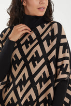 Load image into Gallery viewer, NOVA MONOGRAM HIGH NECK PONCHO JUMPER - CAMEL/BLACK
