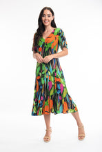 Load image into Gallery viewer, ORIENTIQUE 9177 NICOSSIA GODET PRINT DRESS
