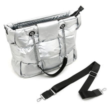 Load image into Gallery viewer, PEACH 60318 PUFFER JACKET TOTE BAG - SILVER
