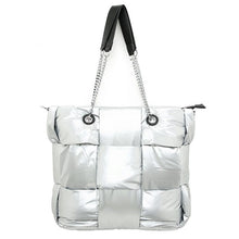 Load image into Gallery viewer, PEACH 60318 PUFFER JACKET TOTE BAG - SILVER
