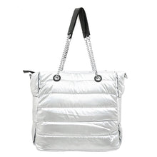 Load image into Gallery viewer, PEACH 60318 PUFFER JACKET TOTE BAG - SILVER
