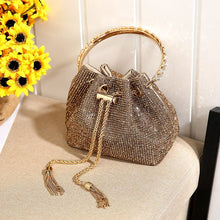 Load image into Gallery viewer, PEACH 6641 CRYSTAL POUCH WITH JEWELLED HANDLE - GOLD
