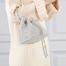 Load image into Gallery viewer, PEACH 6641 CRYSTAL POUCH WITH JEWELLED HANDLE - SILVER
