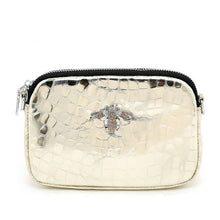 Load image into Gallery viewer, PEACH 8802 GLOSSY GENUINE LEATHER CROSSBODY BAG - LIGHT GOLD
