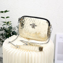 Load image into Gallery viewer, PEACH 8802 GLOSSY GENUINE LEATHER CROSSBODY BAG - LIGHT GOLD

