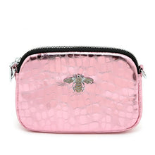 Load image into Gallery viewer, PEACH 8802 GLOSSY GENUINE LEATHER CROSSBODY BAG - ROSE
