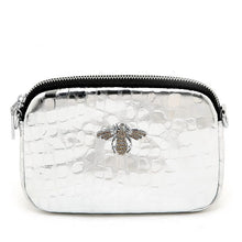 Load image into Gallery viewer, PEACH 8802 GLOSSY GENUINE LEATHER CROSSBODY BAG - SILVER

