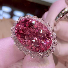 Load image into Gallery viewer, PEACH RIN026 LARGE OVAL CRYSTAL ADJUSTABLE RING - PINK

