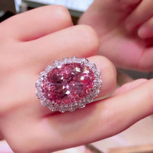 Load image into Gallery viewer, PEACH RIN026 LARGE OVAL CRYSTAL ADJUSTABLE RING - PINK
