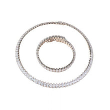 Load image into Gallery viewer, PEACH EUR361 CRYSTALS SET NECKLACE AND BRACELET - SILVER
