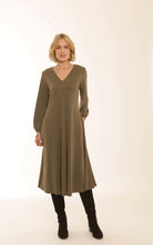 Load image into Gallery viewer, POMODORO 42352 CUPRO MIDI DRESS - KHAKI
