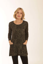 Load image into Gallery viewer, POMODORO 52360 KHAKI SPOT TWO POCKET TUNIC with DETACHABLE SNOOD
