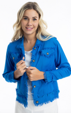Load image into Gallery viewer, ORIENTIQUE 42118 LINEN JACKET - ELECTRIC BLUE

