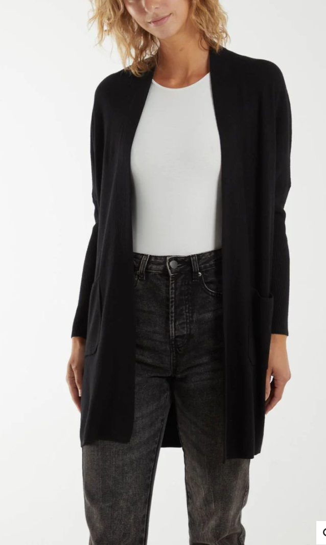 NOVA POCKED DETAIL CARDIGAN - BLACK