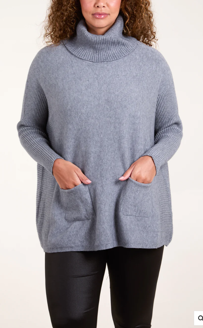 NOVA ROLL NECK JUMPER - GREY